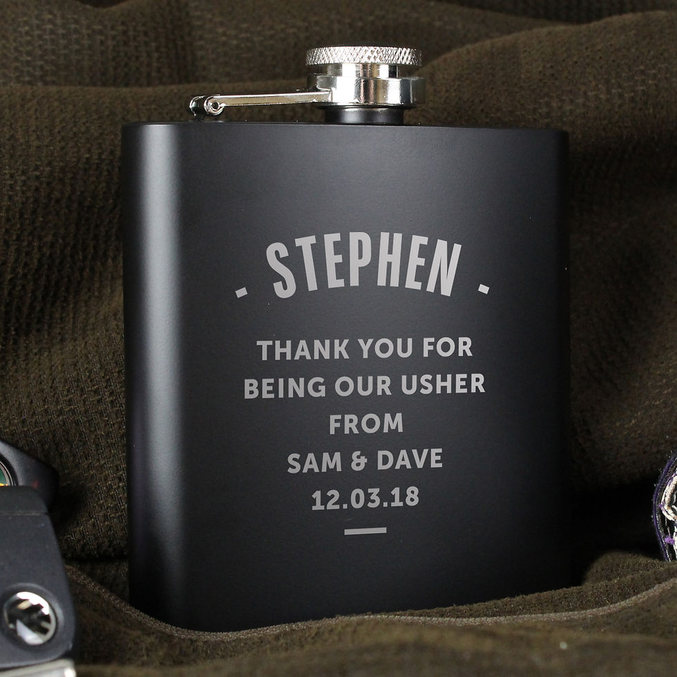 Thumbnail: Personalised Any Message Black Hip Flask