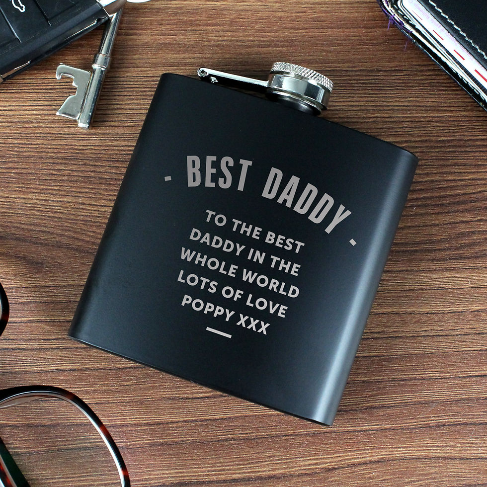 Thumbnail: Personalised Any Message Black Hip Flask