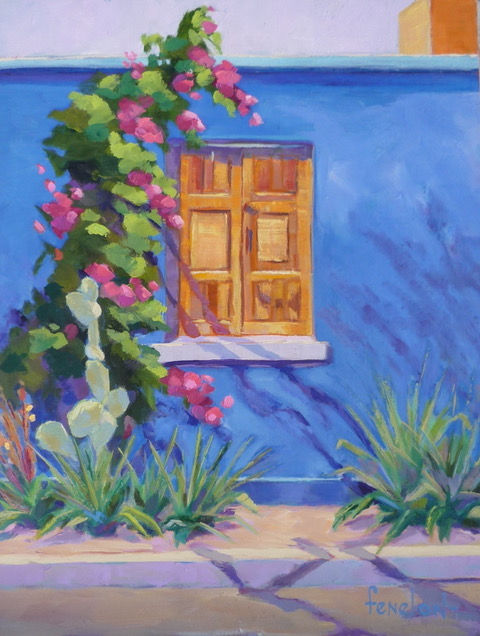 Bougainvillea Against Blue House: Barrio