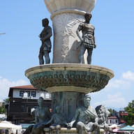 Detail, monumnet and fountain, Old Bazaar, Skopje