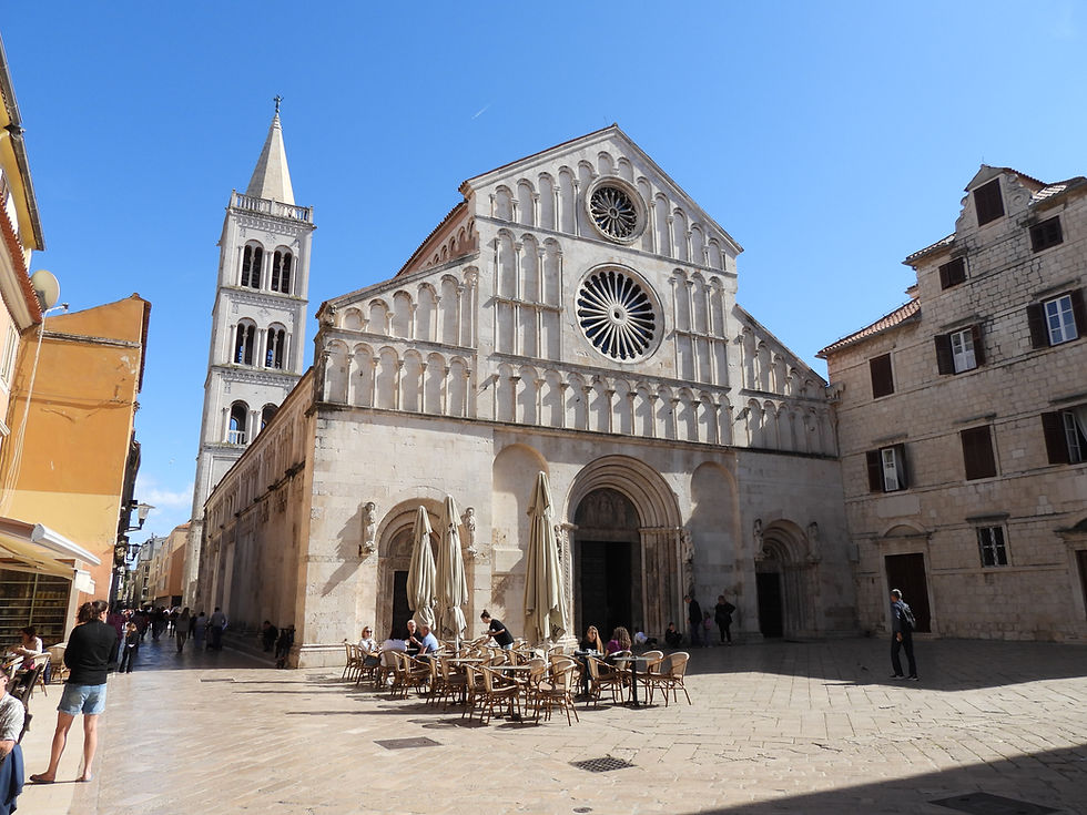 Front facade and belltower, Cathedral of Saint Anastasia/ Katedrala sv. Stošije (Anastazije) , Zadar, Croatia