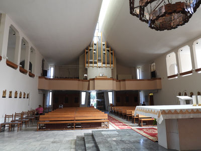 View of nave to entry, Sacred Heart Cathedral, Skopje