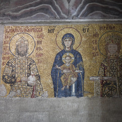View of Hagia Sofia Mosque wall mosaic