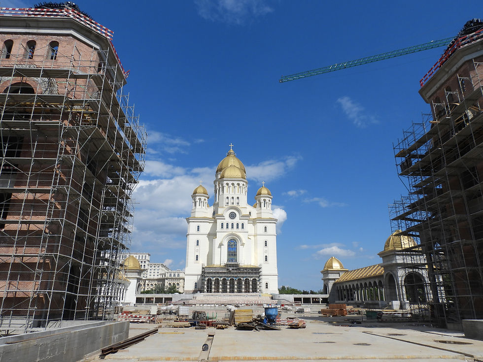 Front facade, People’s Salvation Cathedral / Catedrala Mantuirii Neamului / Catedrala Națională - Catedrala Mântuirii Neamului , Bucharest, Romania