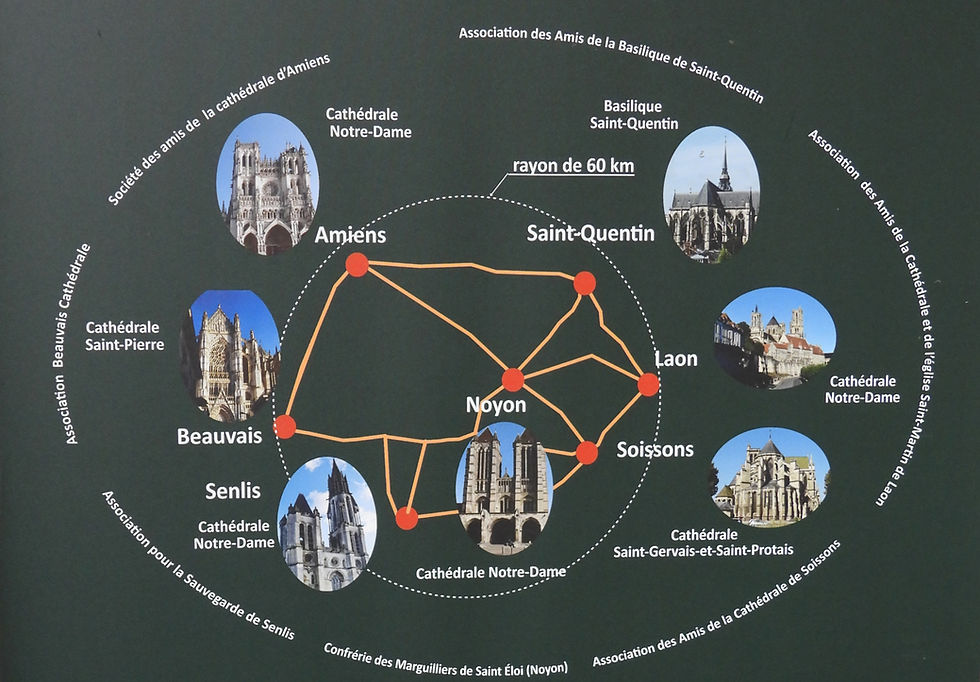 Poster depicting the 7 cathedrals of the Picardy Department in France