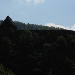 Backlit Vranduk fortress from below