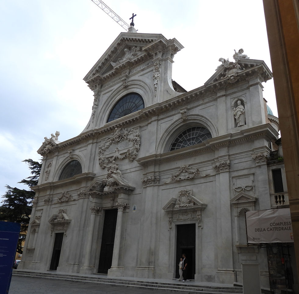 Exterior facade, Basilica Cattedrale di Nostra Signora Assunta / Cathedral Basilica of Our Lady of the Assumption in Savona, Italy