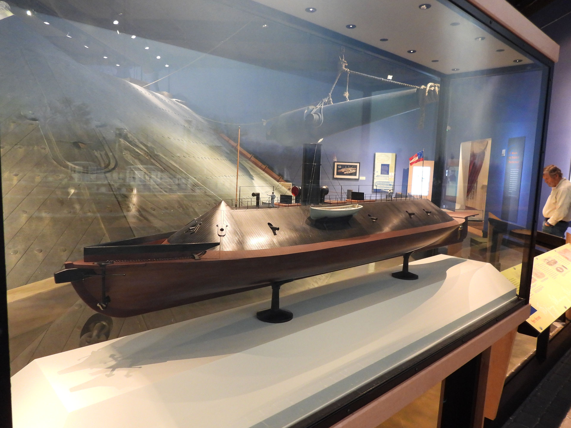 Model of ironclad warship CSS Virginia (USS Merrimack hull & engine)