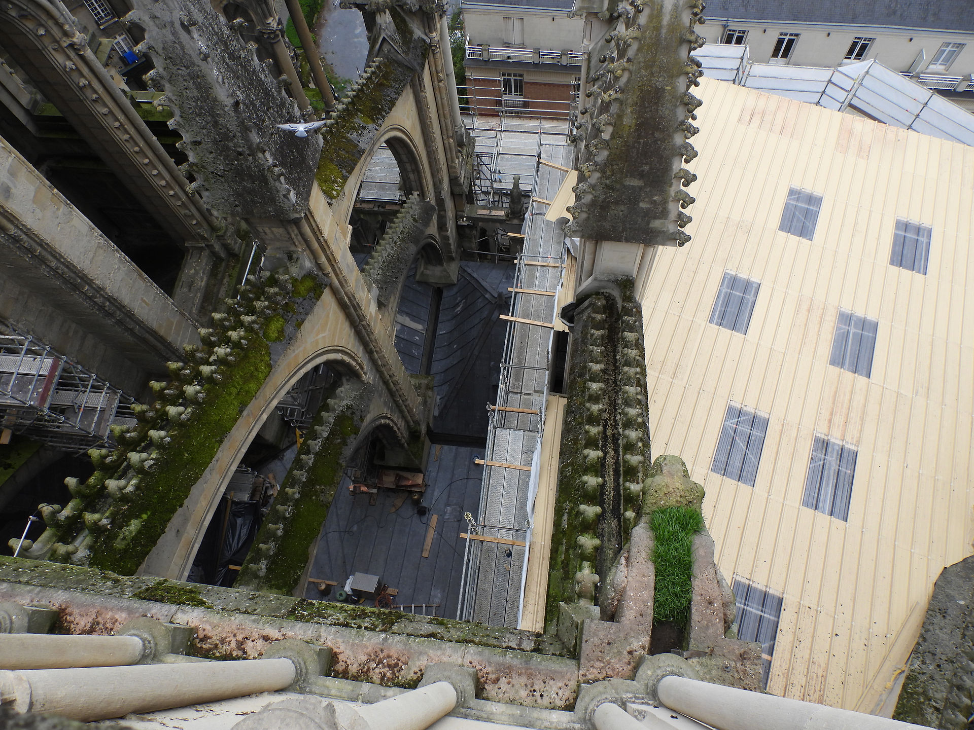 View looking down on a buttresa