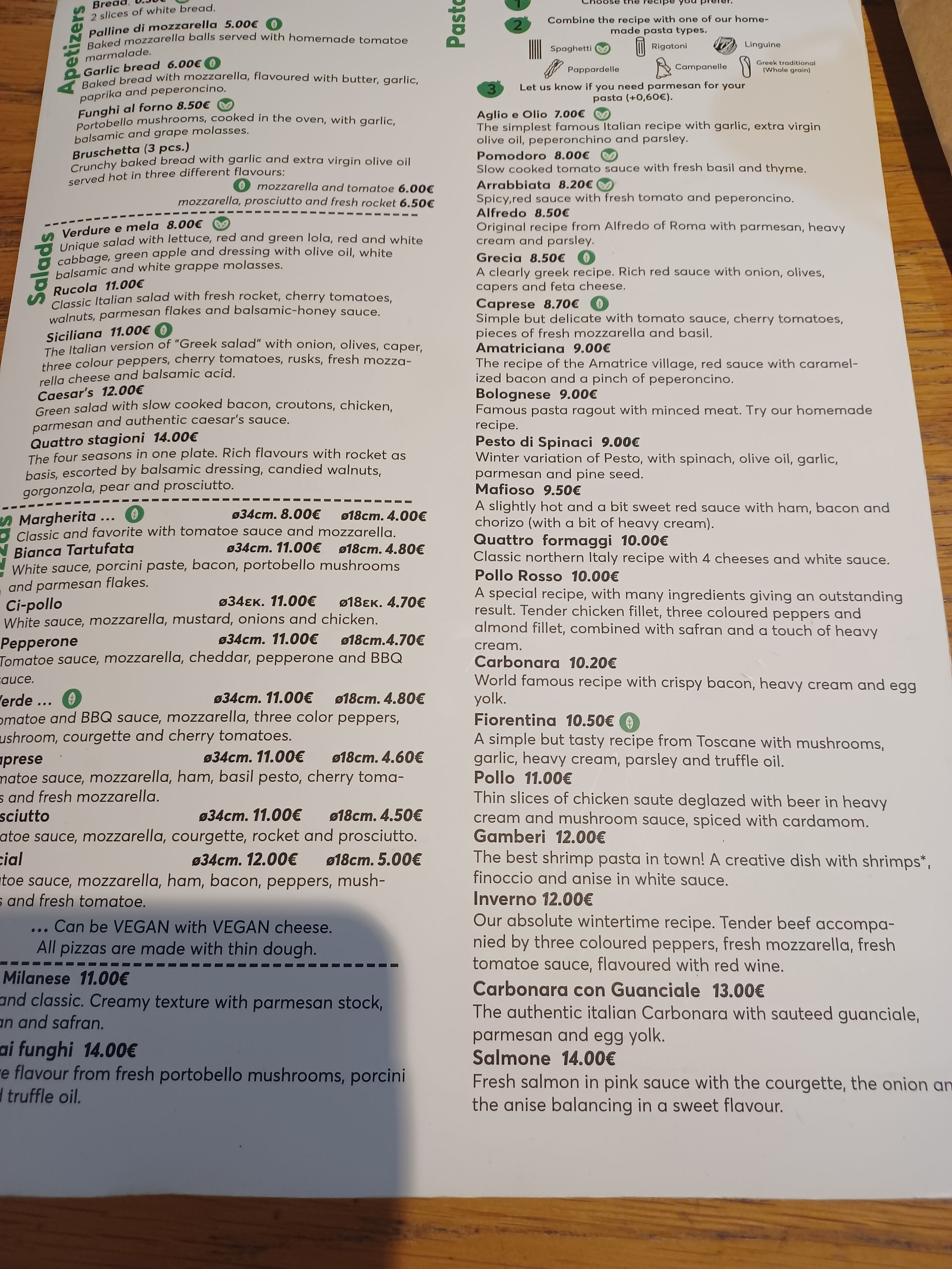 Menu at Laganon self-service restaurant, Chania