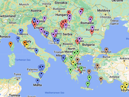 Map of the destinations visited on this trip