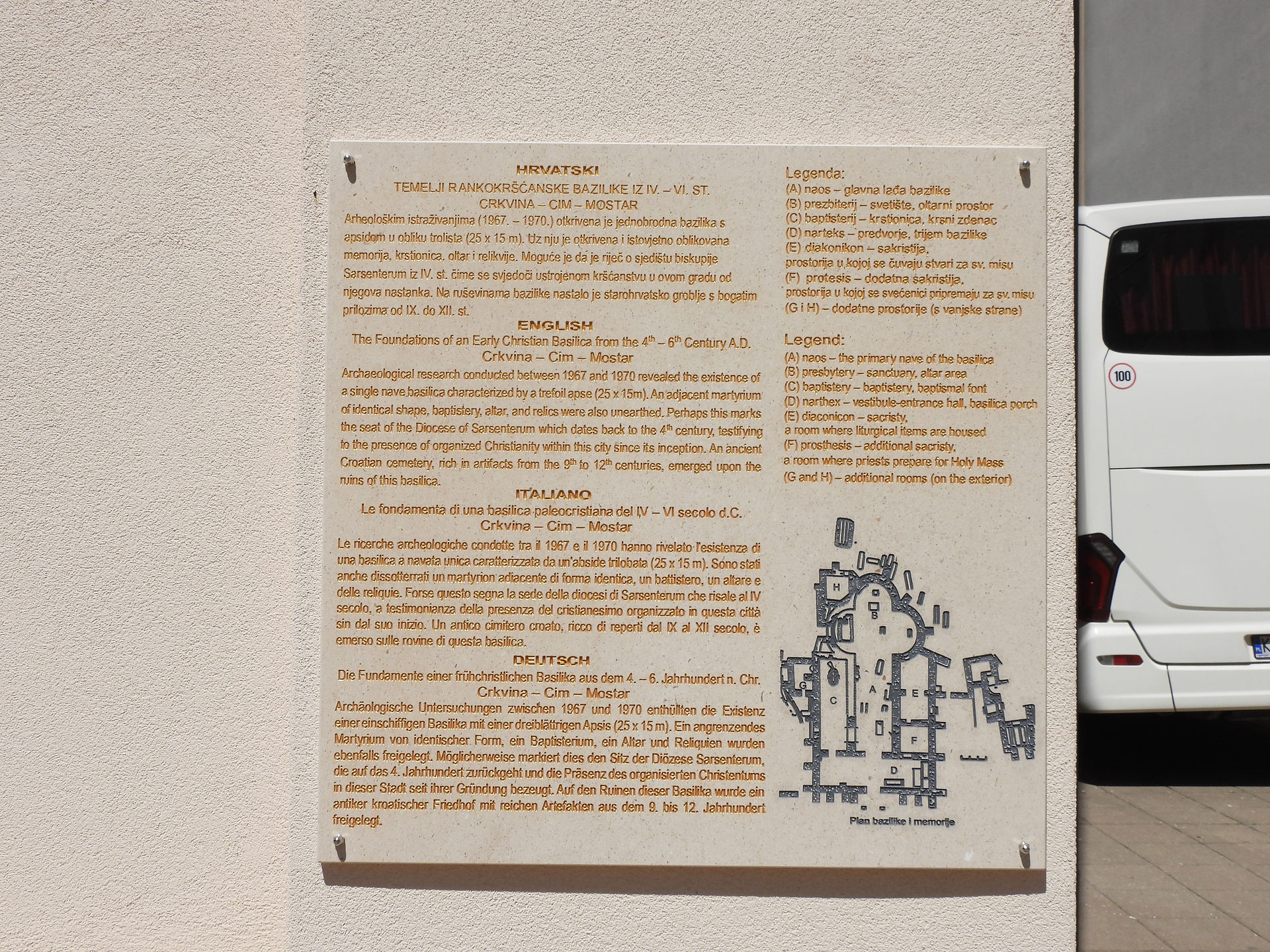 Information placard for the Fransciscan Church in Mostar