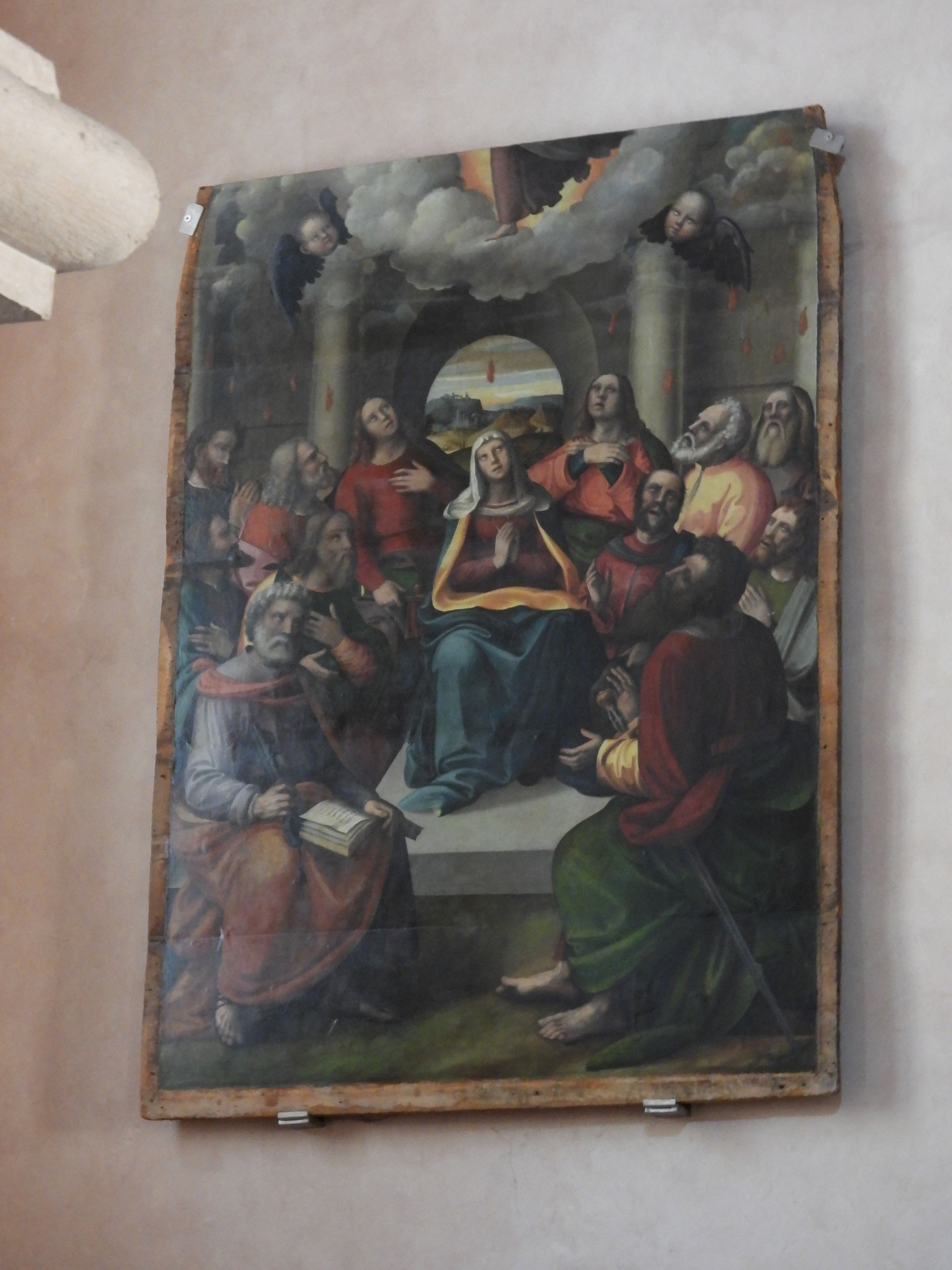 Mural of the Pentacost mounted on the wall, Rimini cathedral