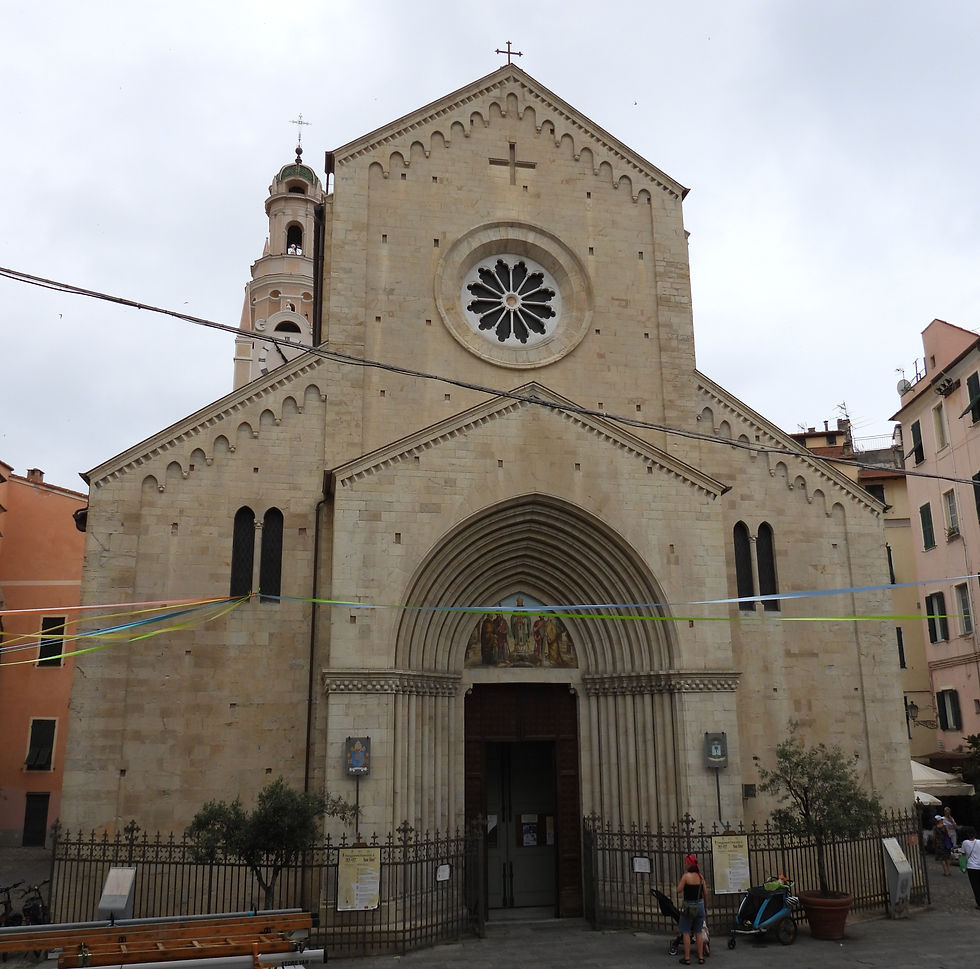 Front facade of the Basilica Concattedrale di San Siro / Co-Cathedral Basilica of St. Syrus, Sanremo, Italy