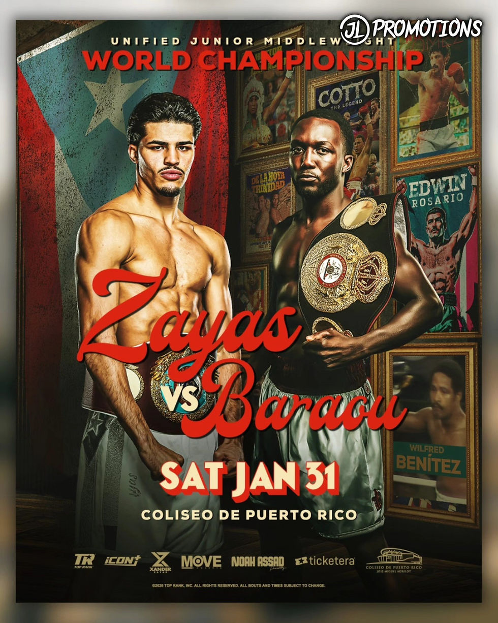 🎟️ Estacionamiento Reservado —Top Rank Boxing: Xander Zayas vs Abass Baraou