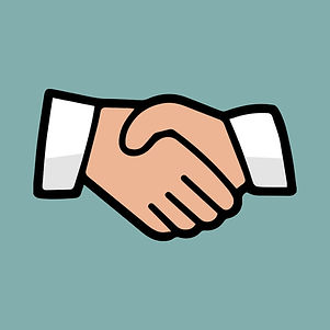 stretta di mano stilizzata per evidenziare la peculiartià del servizio nel mantenere i rapporti con i professionisti