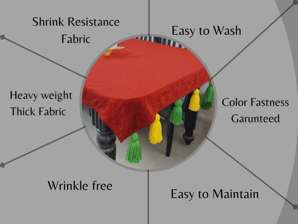Solid Red Tassel Table Cover