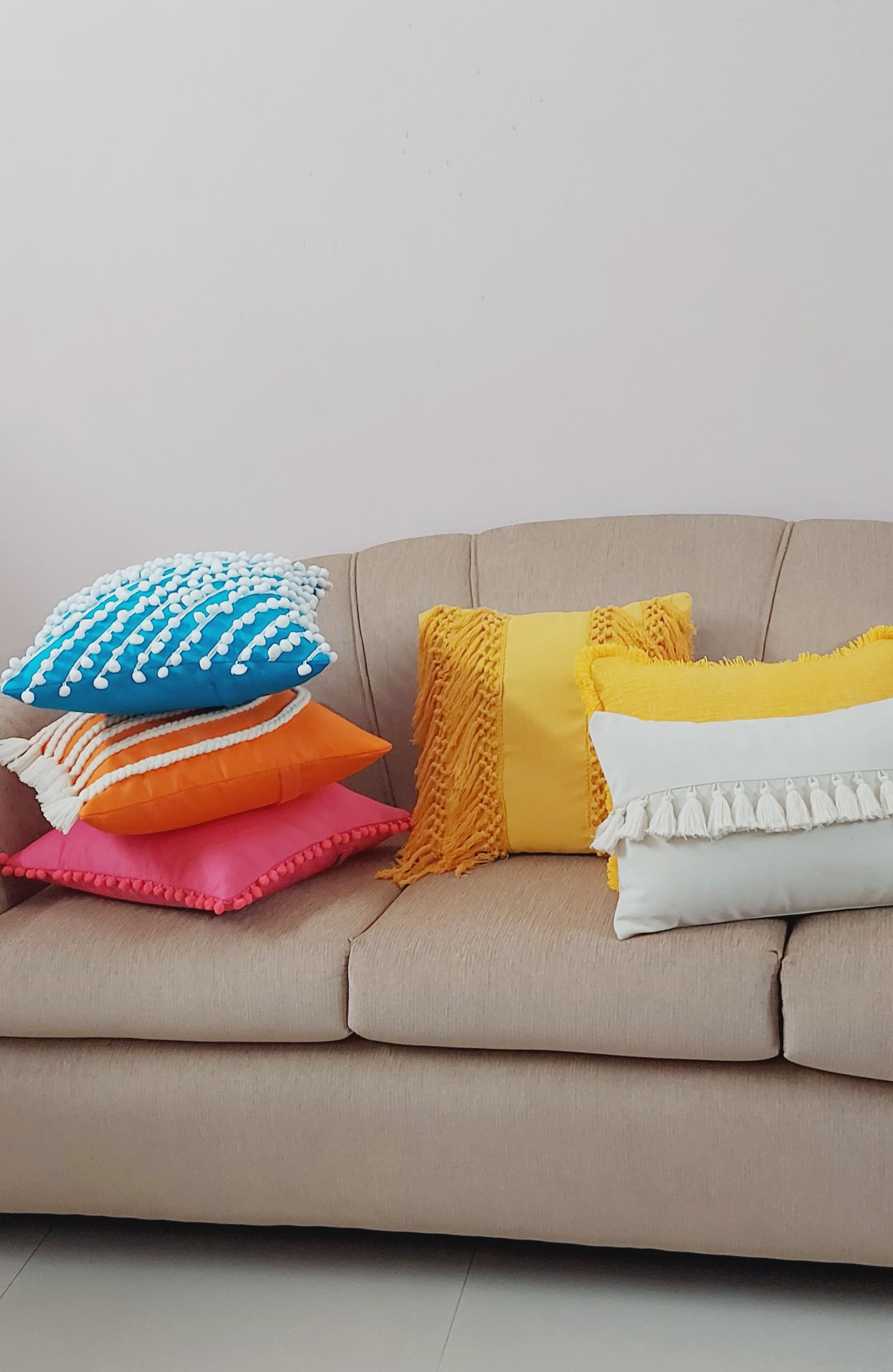 Blue patterned throw pillows