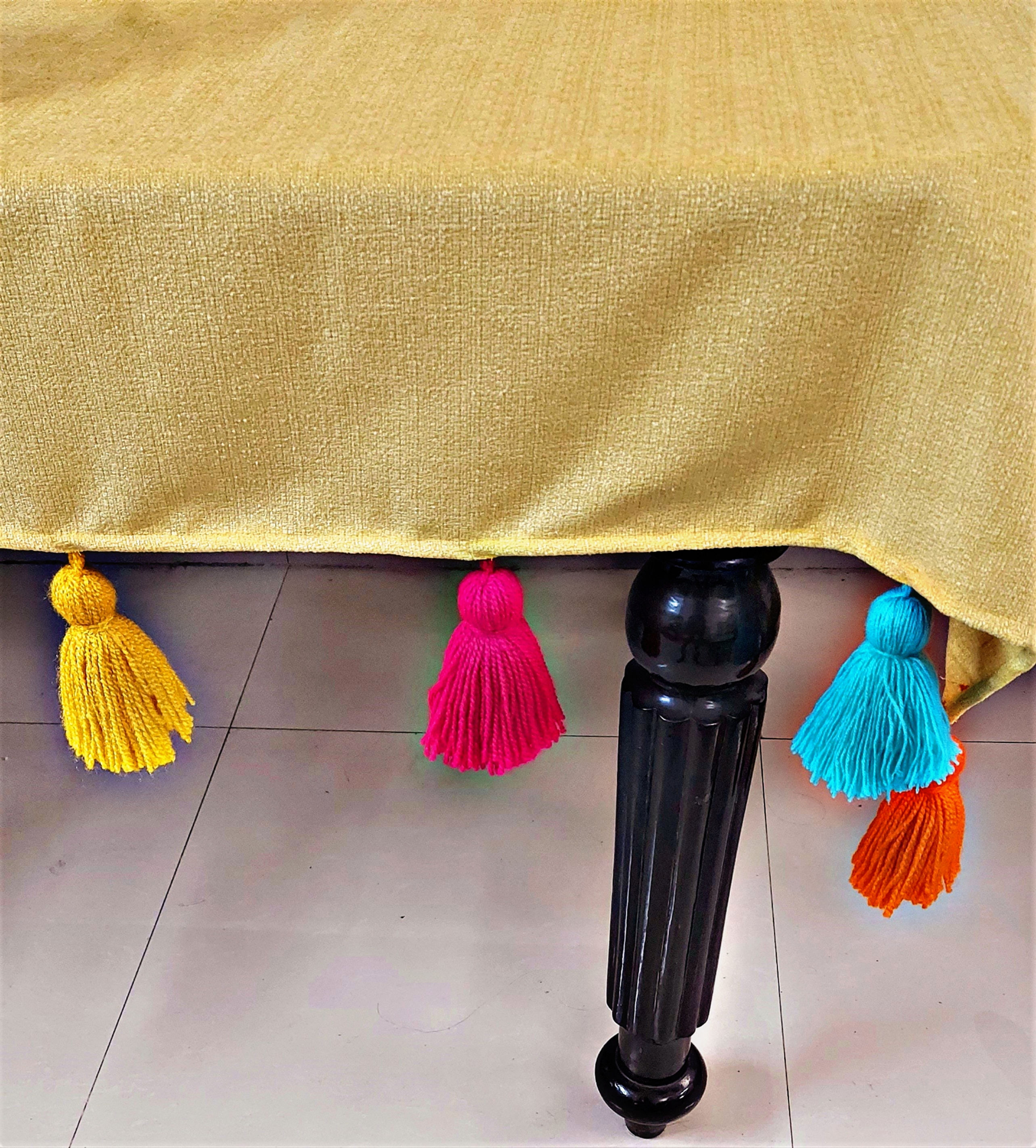 Solid Yellow With Multicolored Tassels