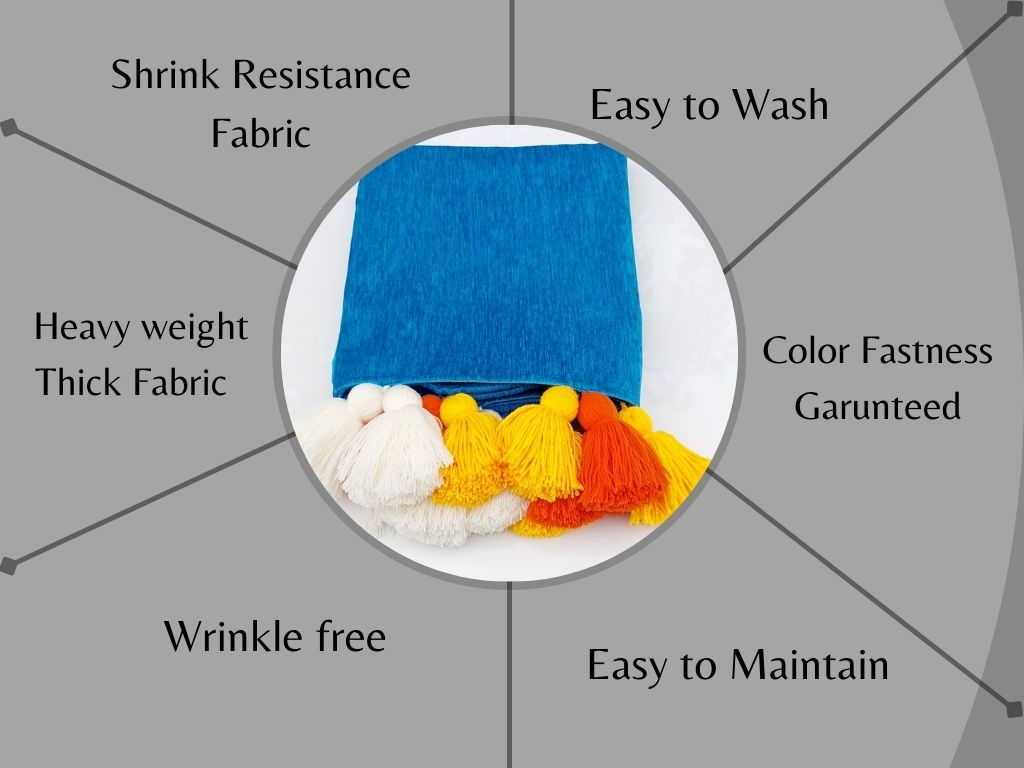 Solid blue with Multicolor Tassel Table Cover