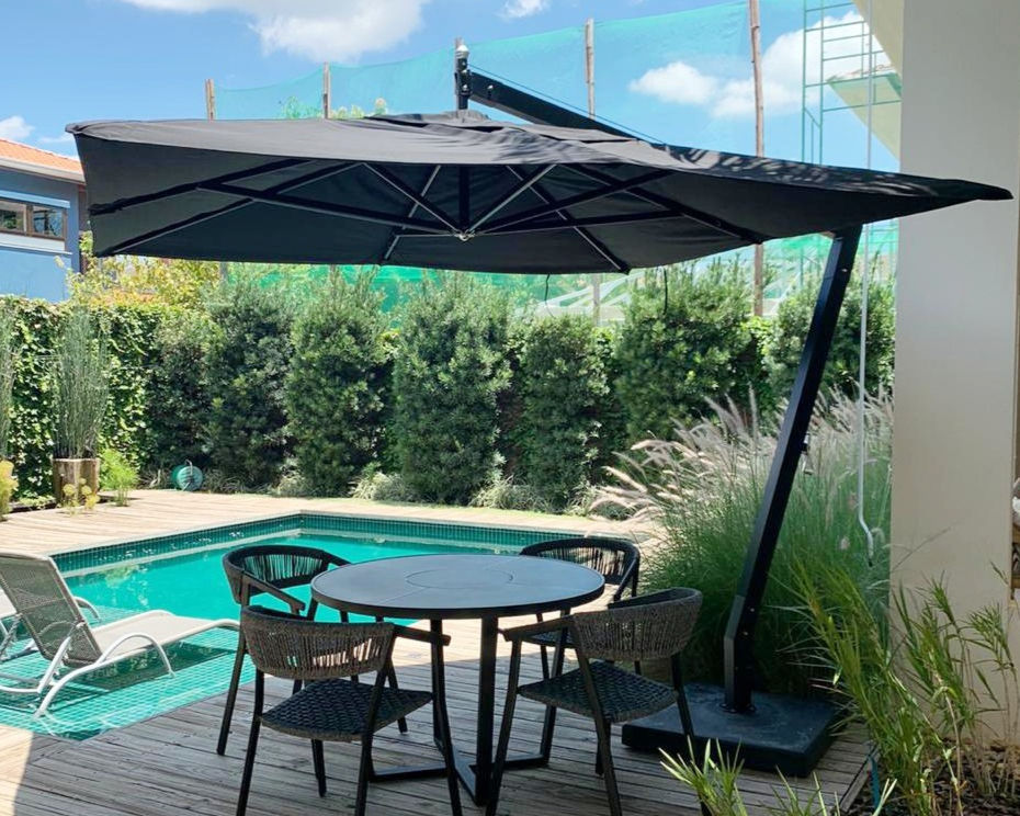 Omb. lateral Standard PLUS 3x3m - Alumínio Preto - TECIDO OLEFIN