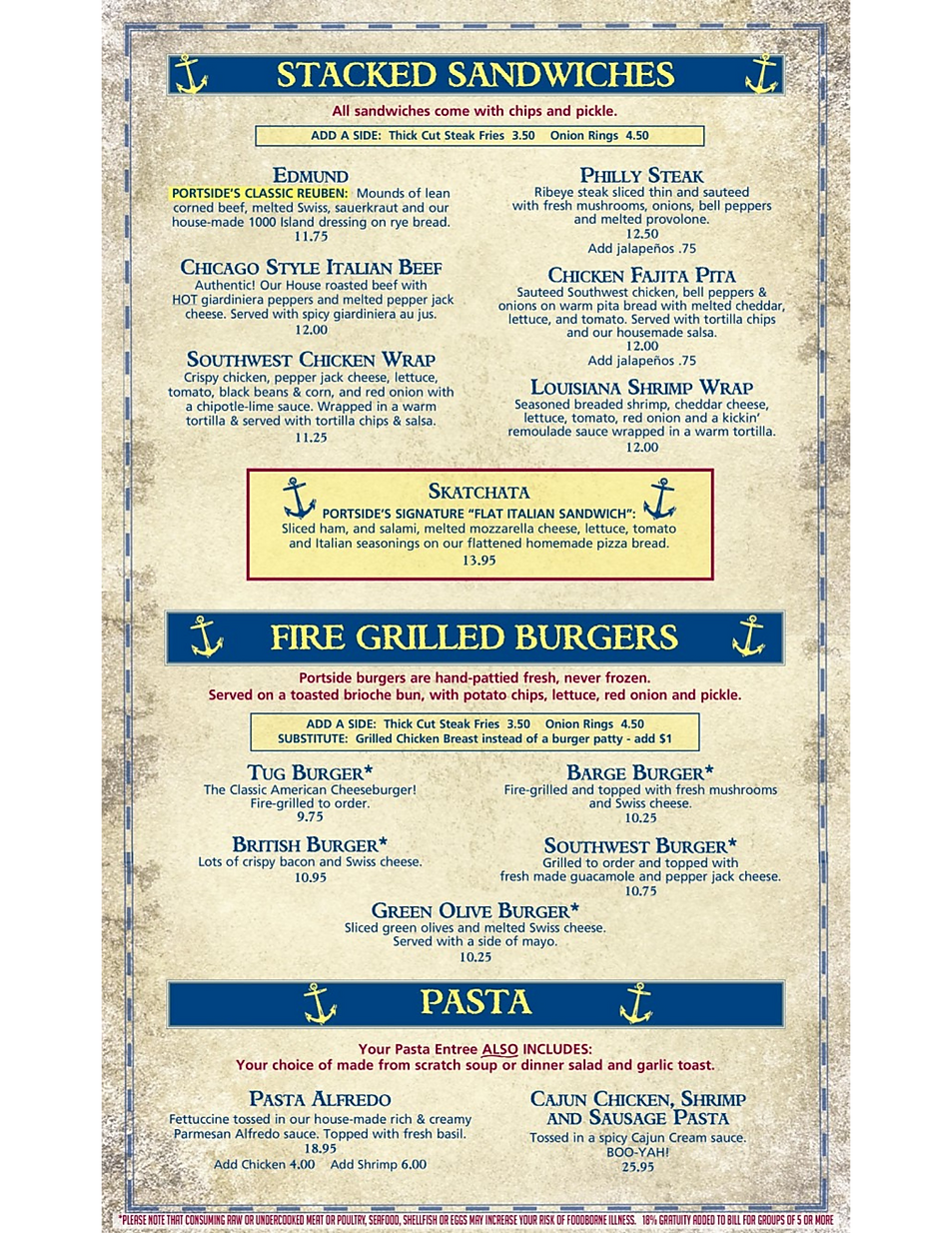 Portside Inn happy hour pizza breadsticks wine list deals marquette now