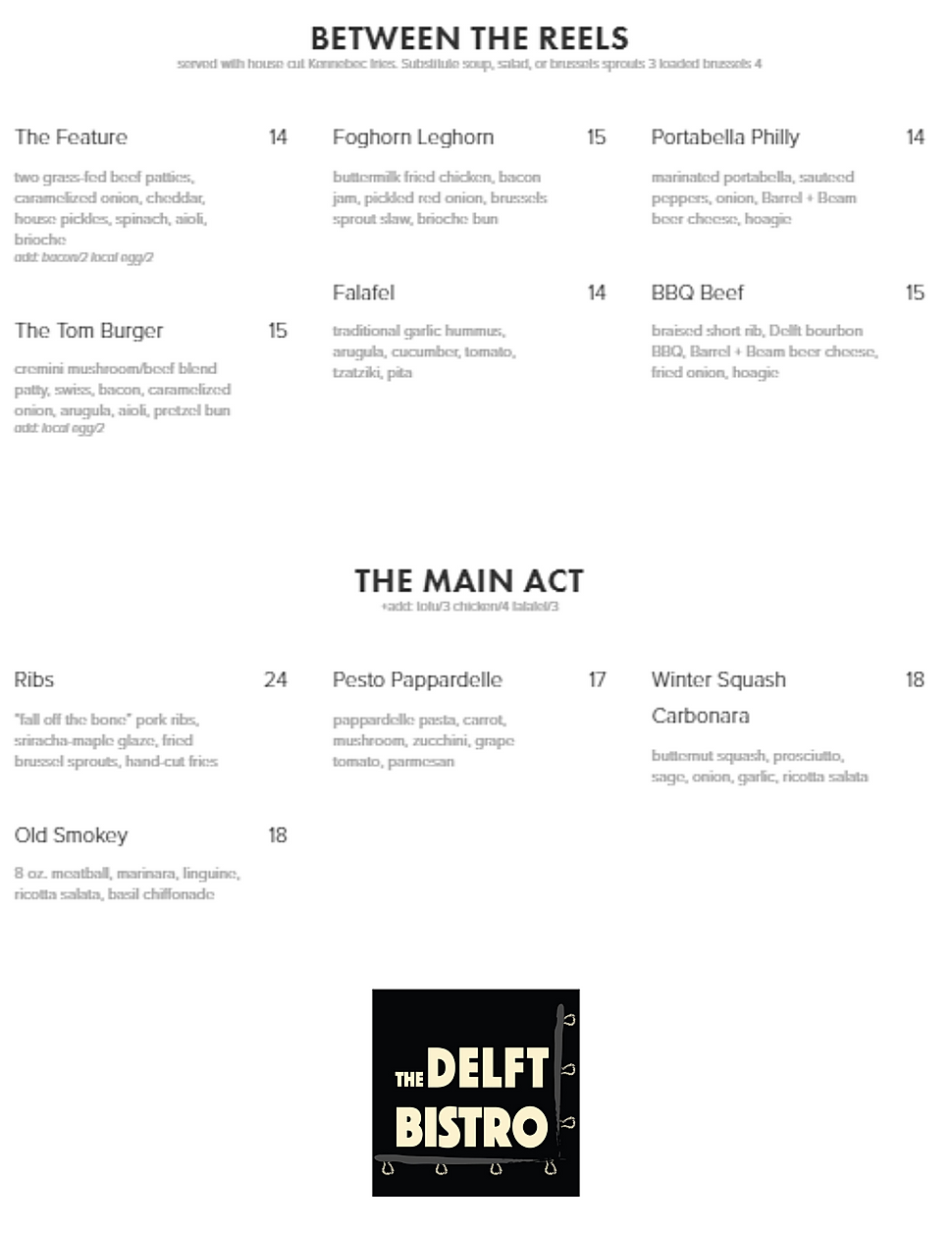 Delft Bistro restaurant menu wine list hours location deals Marquette Now