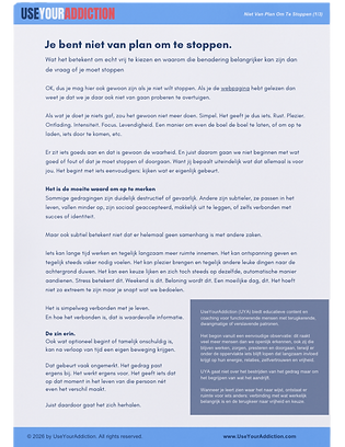 Cover van de PDF "Niet hier om te stoppen"- over of een terugkerend patroon werkelijk een vrije keuze is.