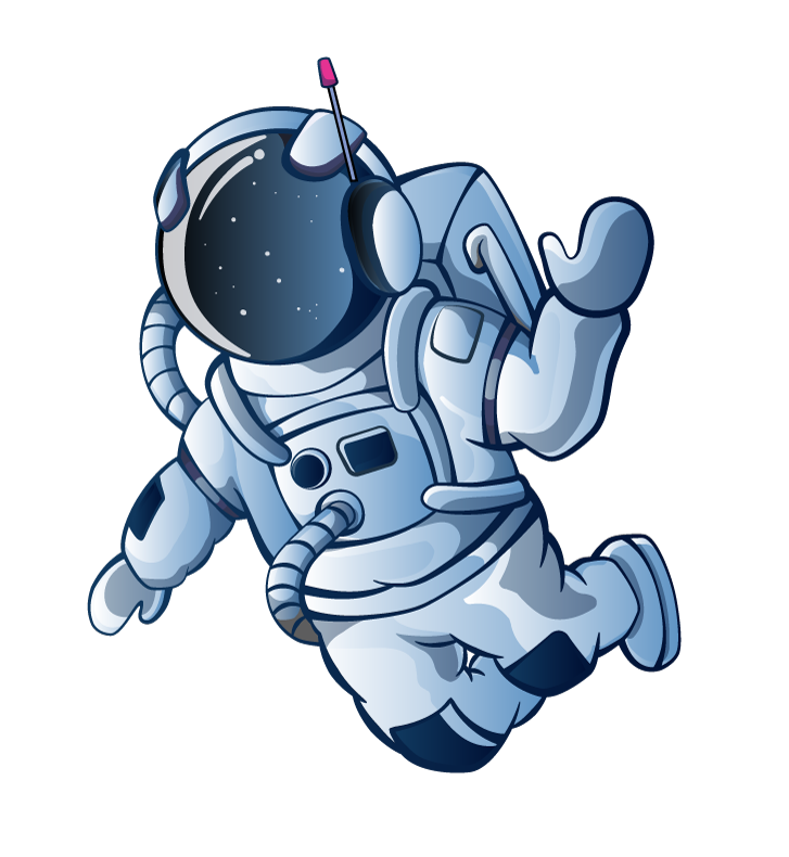 astronaut floating and waving