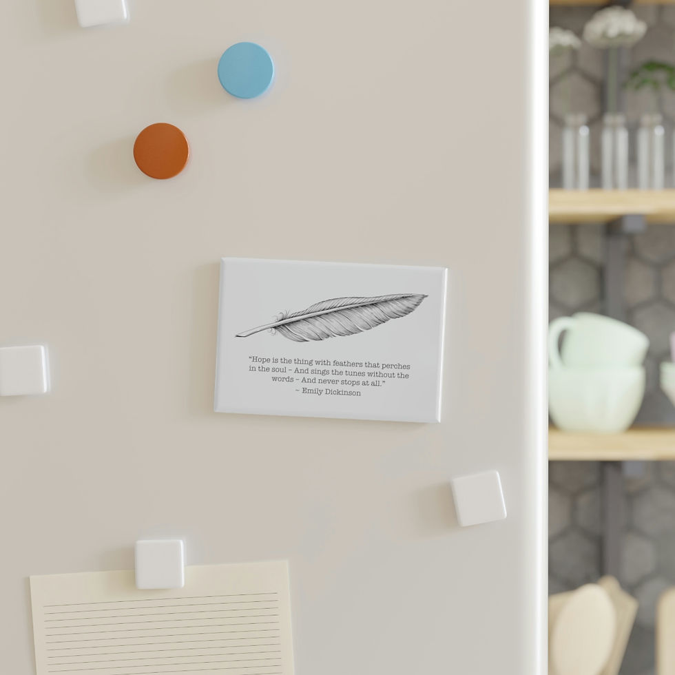 Thumbnail: Button Magnet, Rectangle (1 & 10 pcs) - Emily Dickinson - Feather