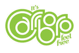 Green stylized 'It's Carb Free, feel free' product logo.