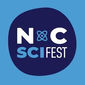 N atom symbol C SCIFEST logo, dark blue circle on light blue.
