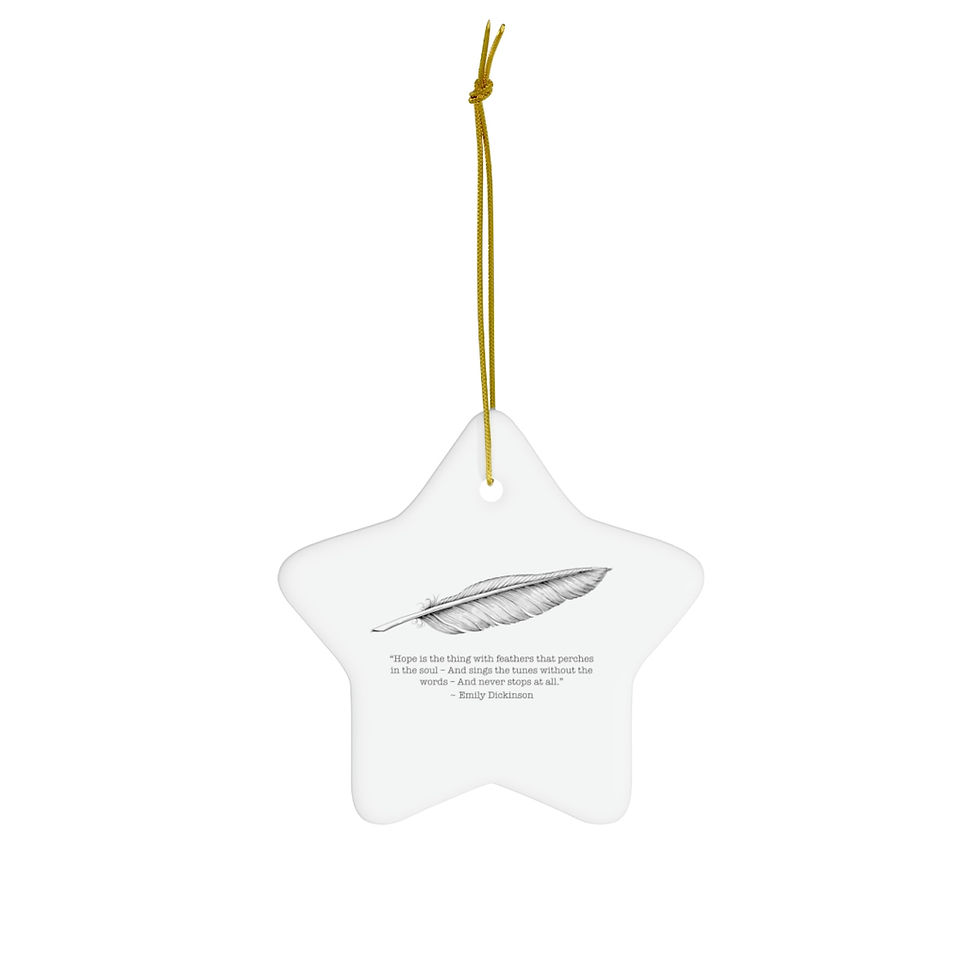Thumbnail: Ceramic Ornament, 4 Shapes - Emily Dickinson - Feather