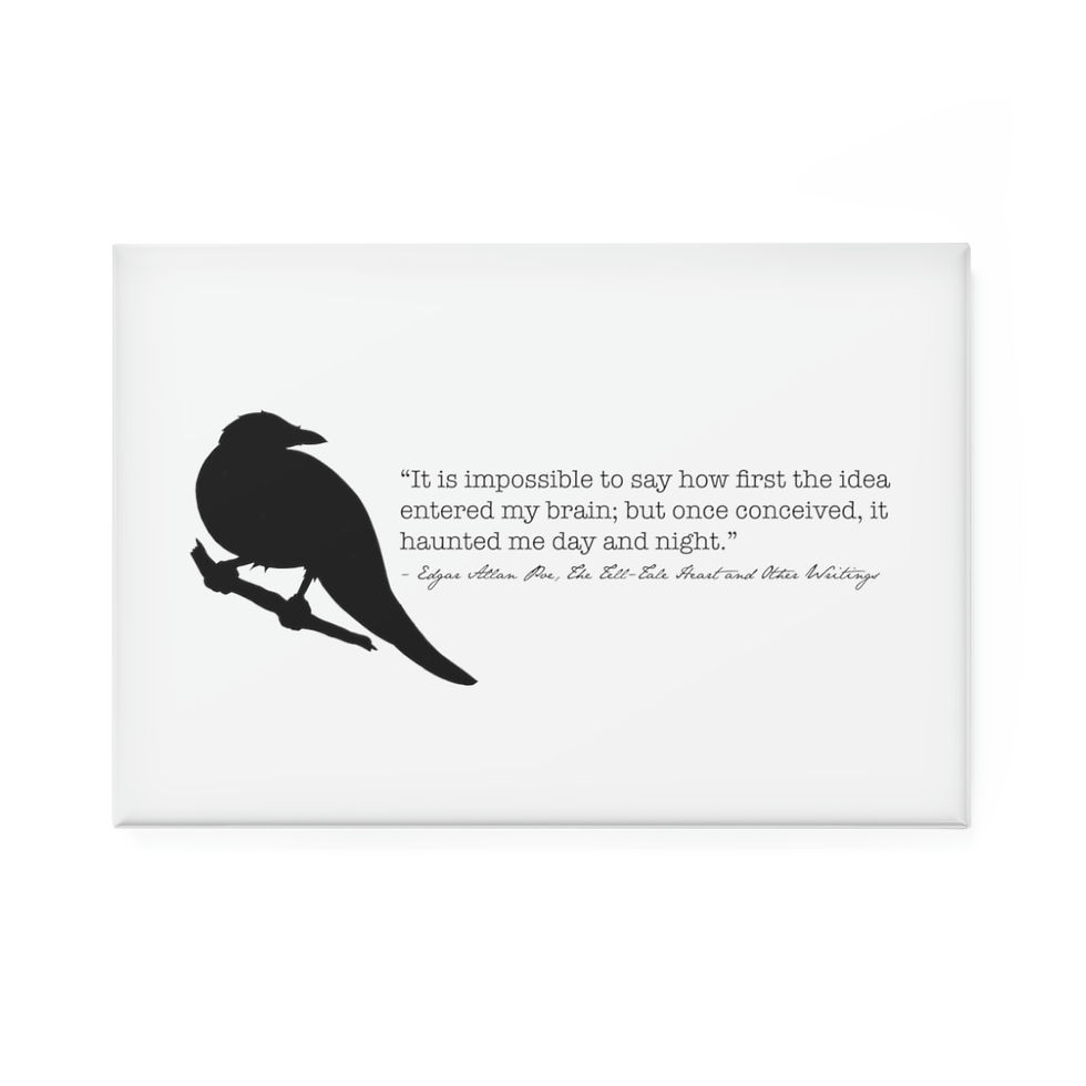 Thumbnail: Button Magnet, Rectangle (1 & 10 pcs) - Edgar Allan Poe Quote - Telltale Heart