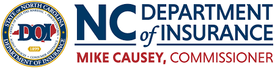 NC Department of Insurance logo, Mike Causey Commissioner, State of North Carolina.