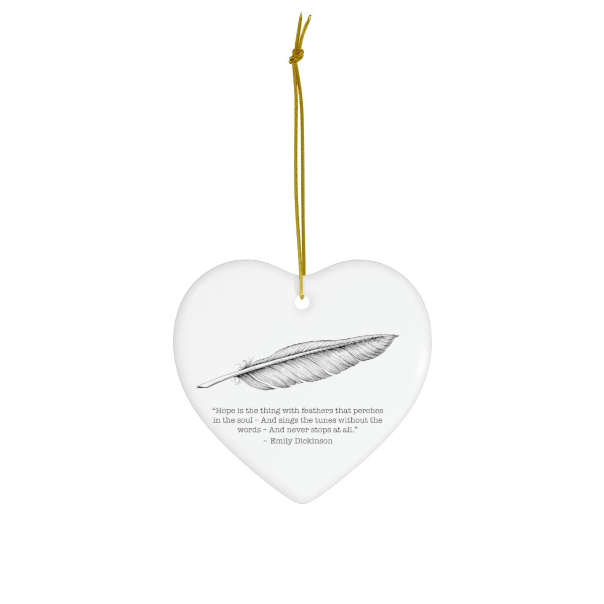 Ceramic Ornament, 4 Shapes - Emily Dickinson - Feather