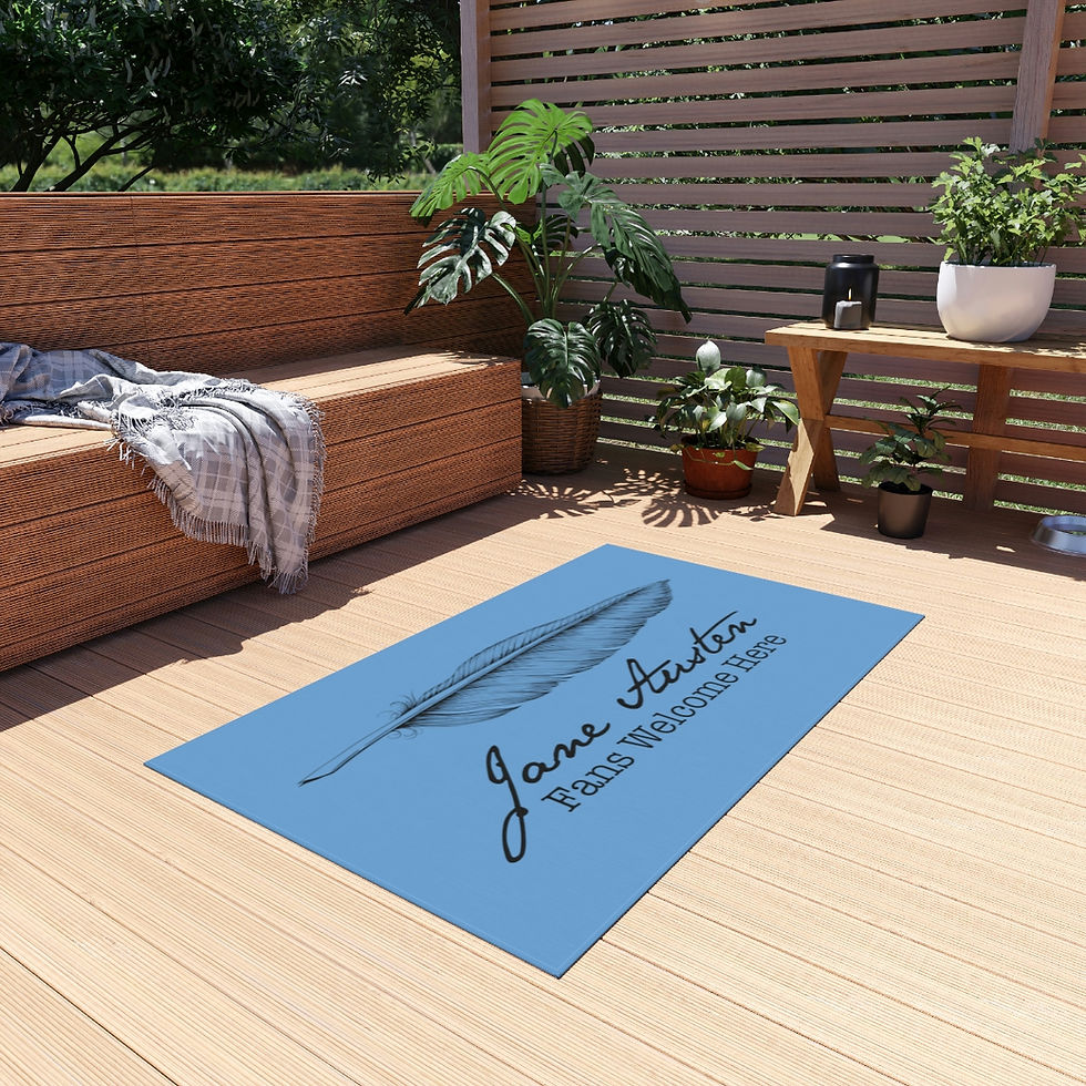 Thumbnail: Outdoor Rug - Jane Austen Fans Welcome Here (Blue)