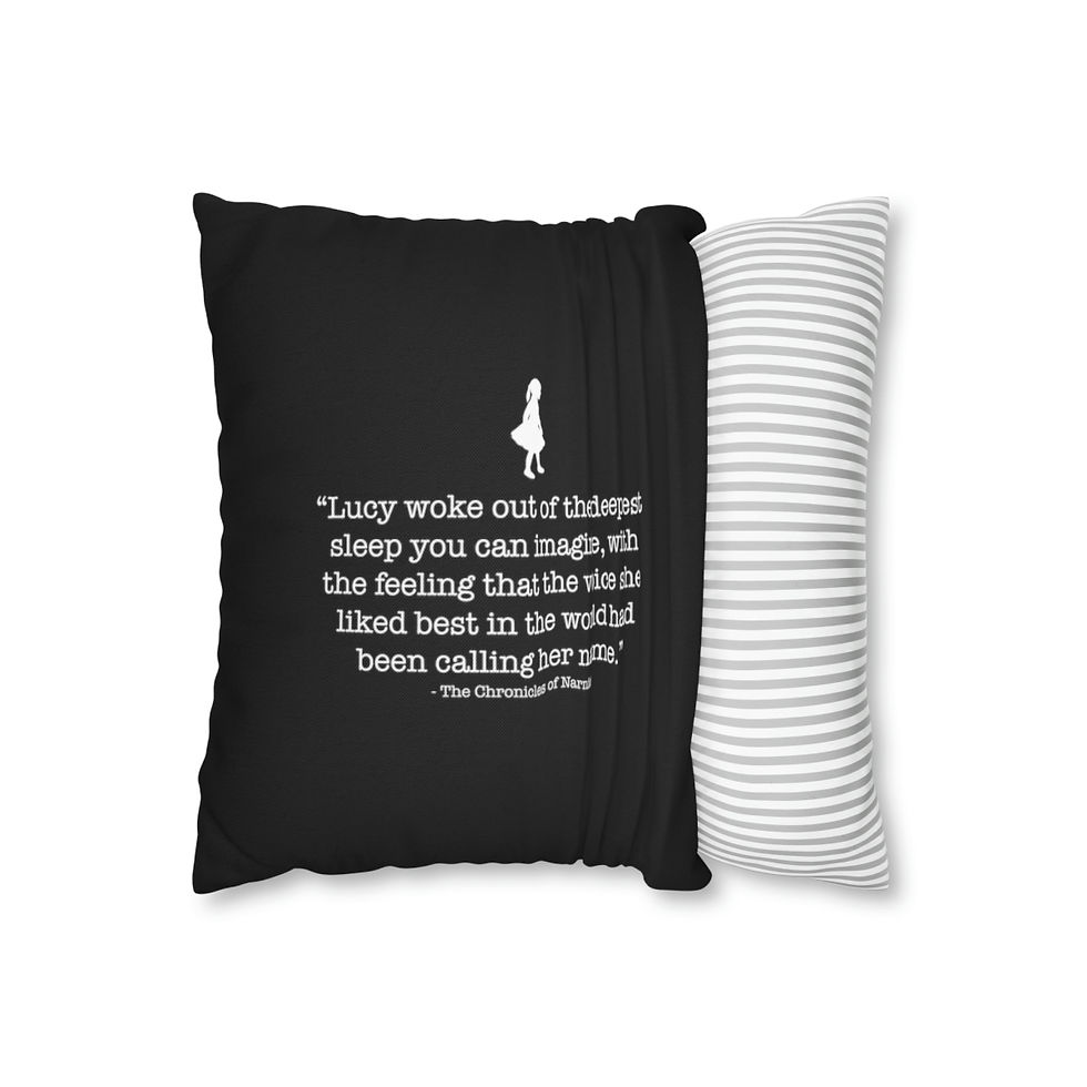 Thumbnail: Spun Polyester Square Pillow Case - Lucy Chronicles of Narnia (Black)