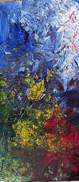 an abstract painting of a flowering garden