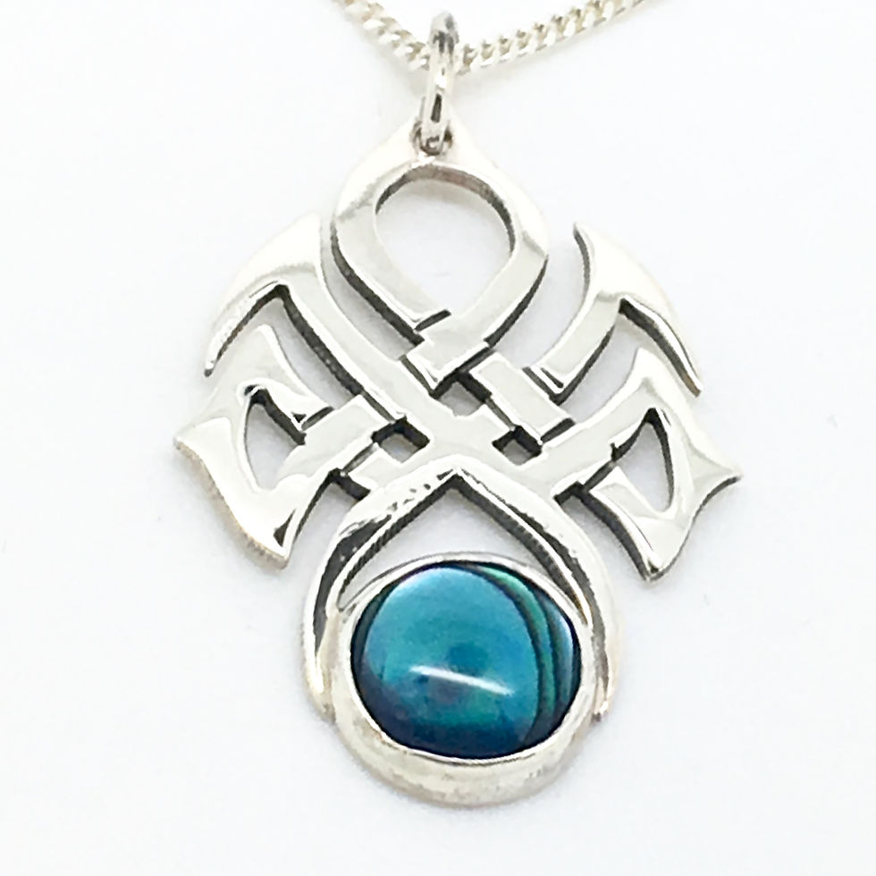Thumbnail: Sterling silver Celtic stoneset pendant no 1 Blue abalone