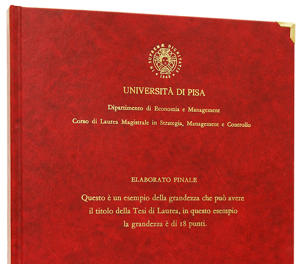 Stampa e Rilegatura Tesi di Laurea Incisione Oro Angoli di Metallo Segnalibro - Pisa