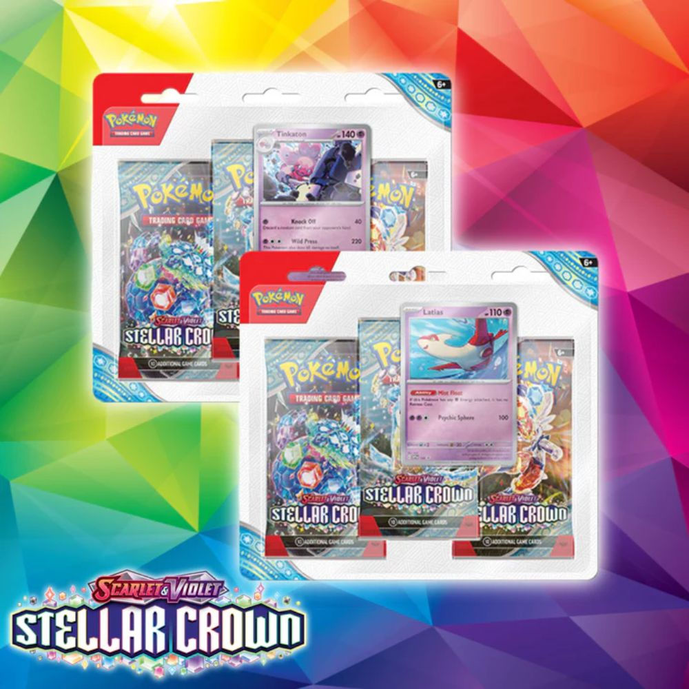 Pokemon Scarlet & Violet-Stellar Crown 3 Booster Packs, Latias or Tinkaton Promo