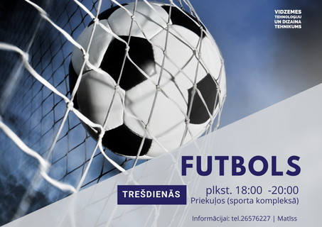 Futbola treniņi | trešdienās plkst.18:00 - 20:00 Priekuļos (sporta zālē)