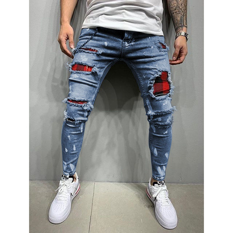 Thumbnail: Men’s Black Skinny Ripped Denim Jeans Bulk Wholesale Casual Fall Pants