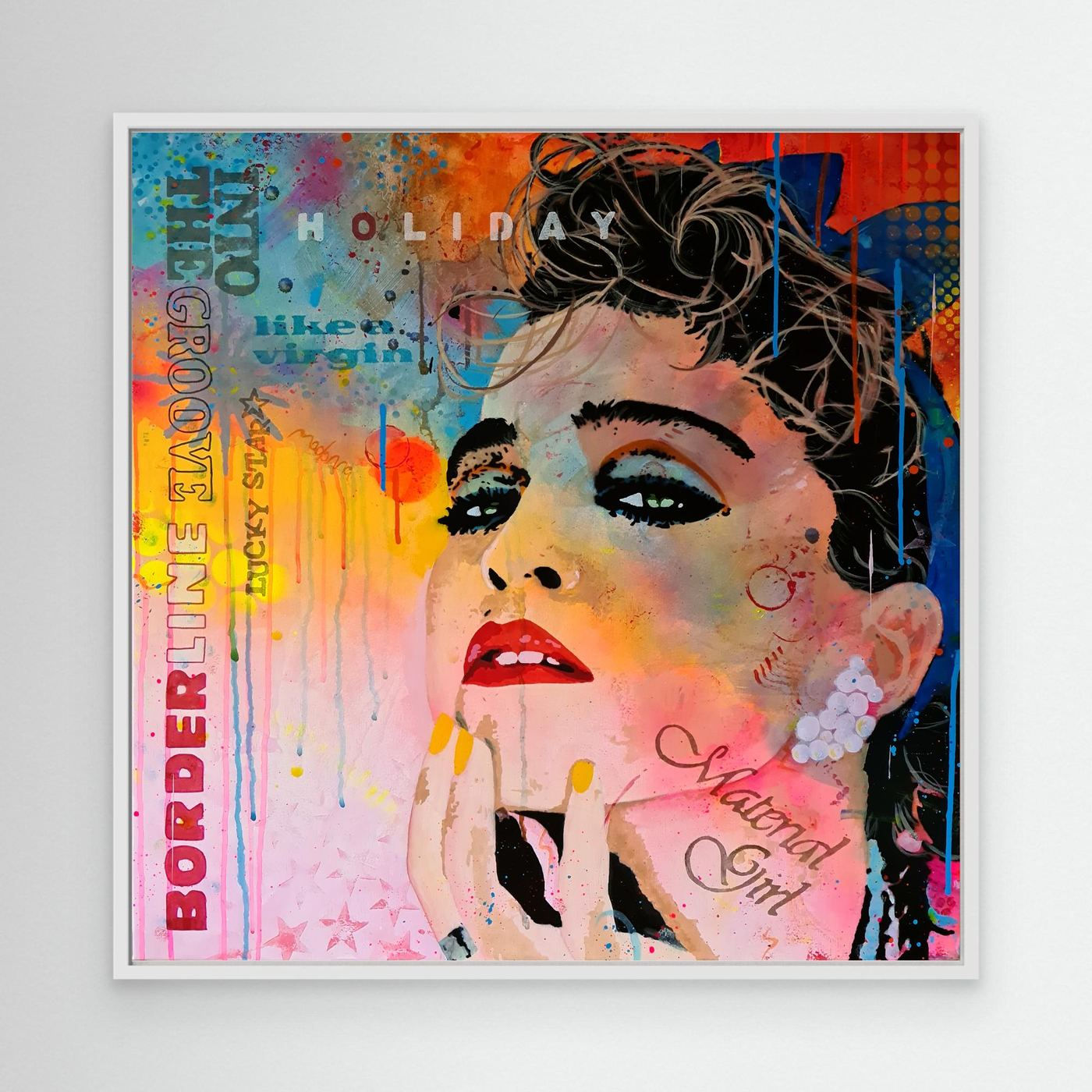 Madonna Artwork Canvas Print - White Frame