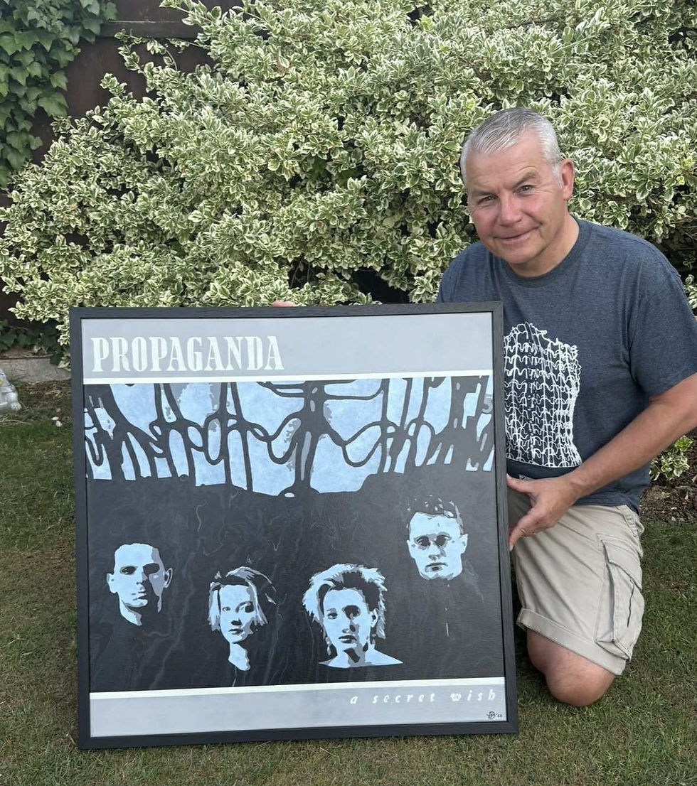 Chris with the original 30"x30" acrylic painting in July 2025