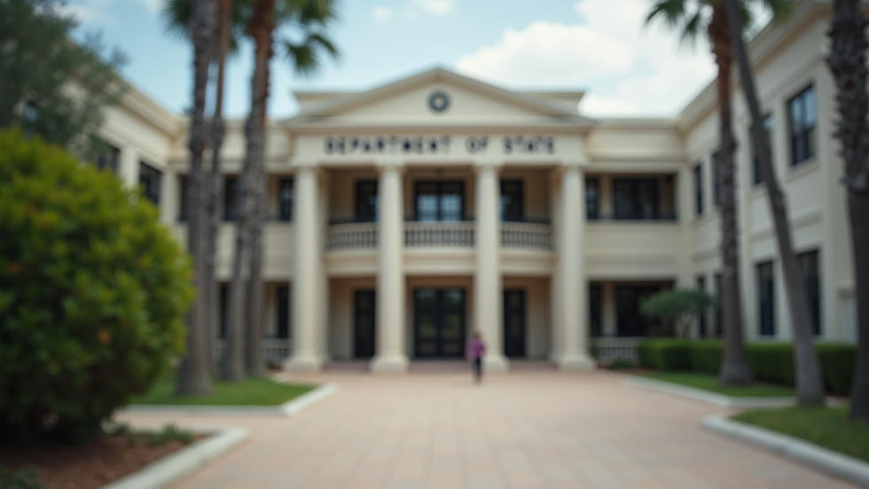 Close-up view of a Florida Department of State building entrance