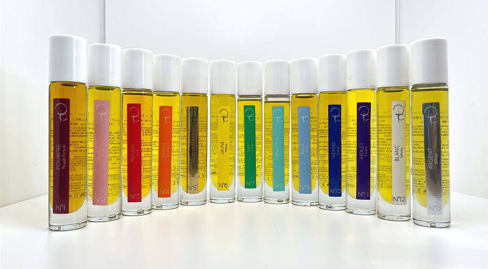 Les 13 Extraits d'huiles essentielles reliés à la couleur en 15ml