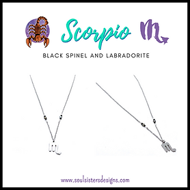 Scorpio Zodiac Necklace wtih Labradorite and Black Spinel