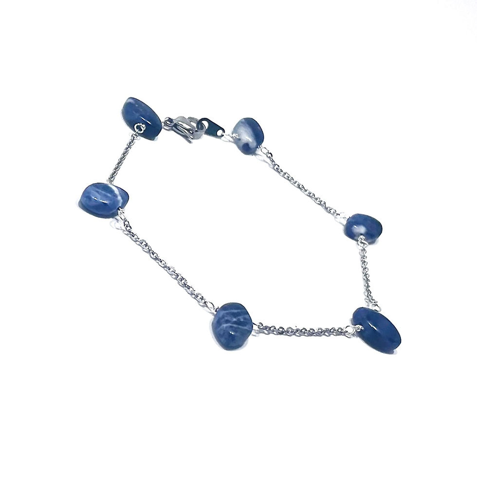 Thumbnail: Sodalite Healing Crystal Anklet handmade by Soul Sisters Designs